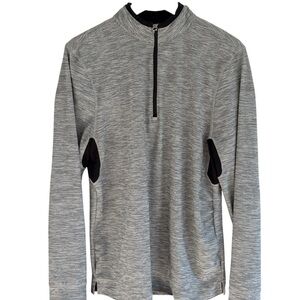 Champion Duo Dry Mens Size Small Black Gray Striped 1/4 Zip Shirt